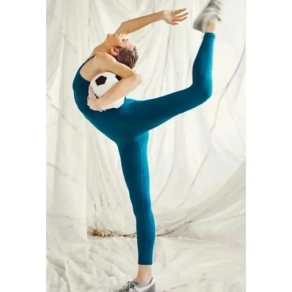 Free People Happiness Runs Henley Onesie Jumpsuit One Piece Teal Jewel Blue - Picture 4 of 9